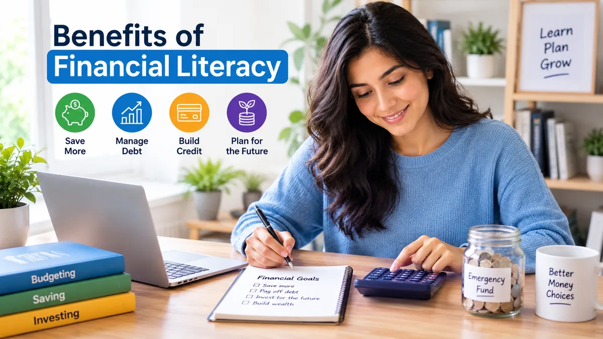 Benefits of financial literacy: woman reviewing a budget